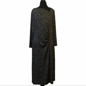 Talbots Faux Wrap Black White Long Sleeve Stretch Knit Dress Size L